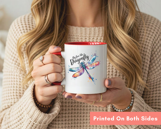 Fly Free Dragonfly Mug – Color Handle