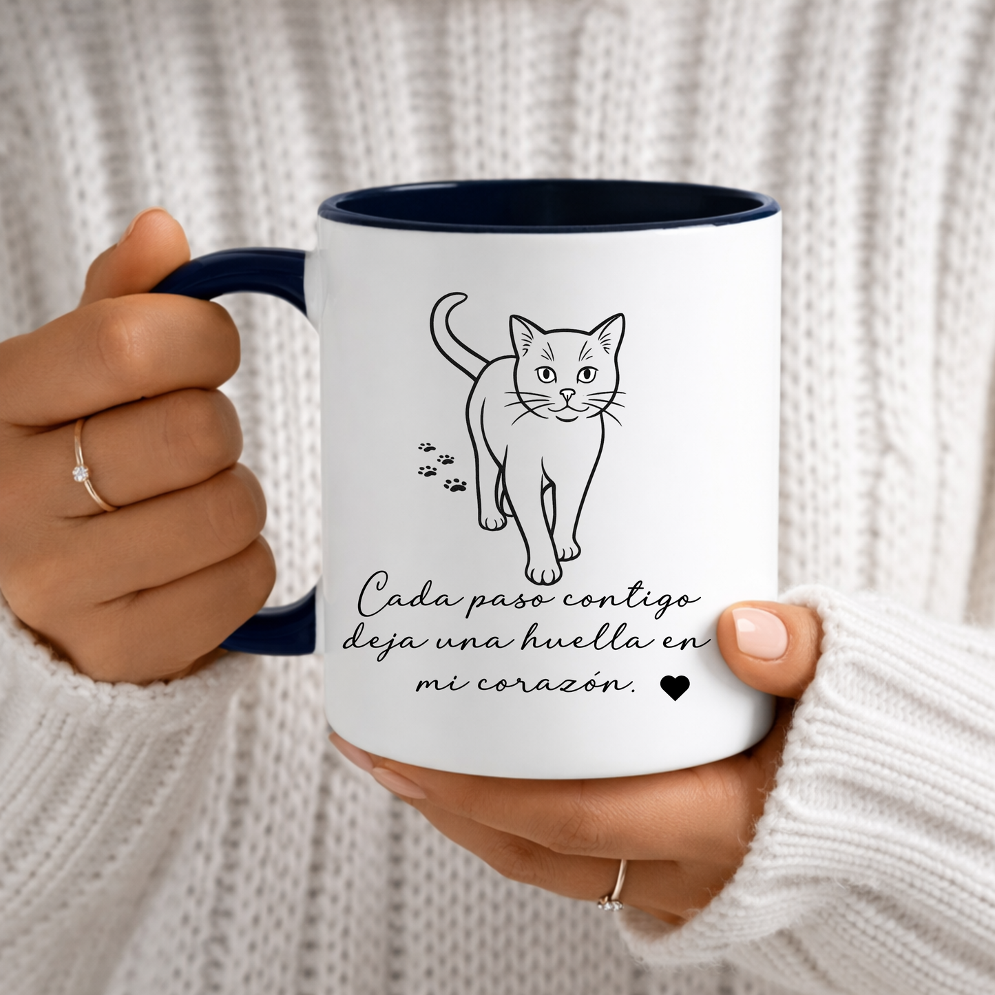 Taza "Cada paso contigo" Azul interior – 11oz personalizable