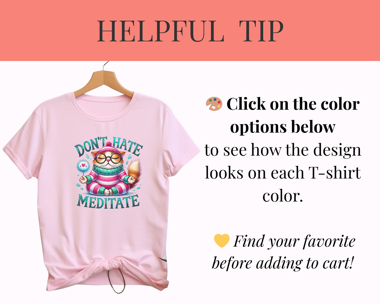 Don’t Hate, Meditate T-Shirt – Mindful Cat Yoga Tee | Organic Cotton