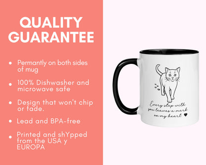 Cat Lover Mug – Every Step Leaves a Mark on My Heart | Color Handle