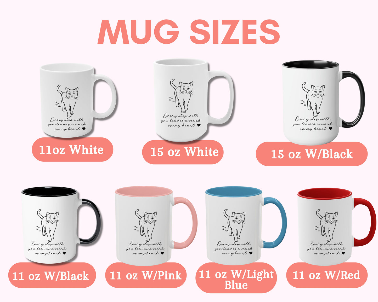 Cat Lover Mug – Every Step Leaves a Mark on My Heart | Color Handle