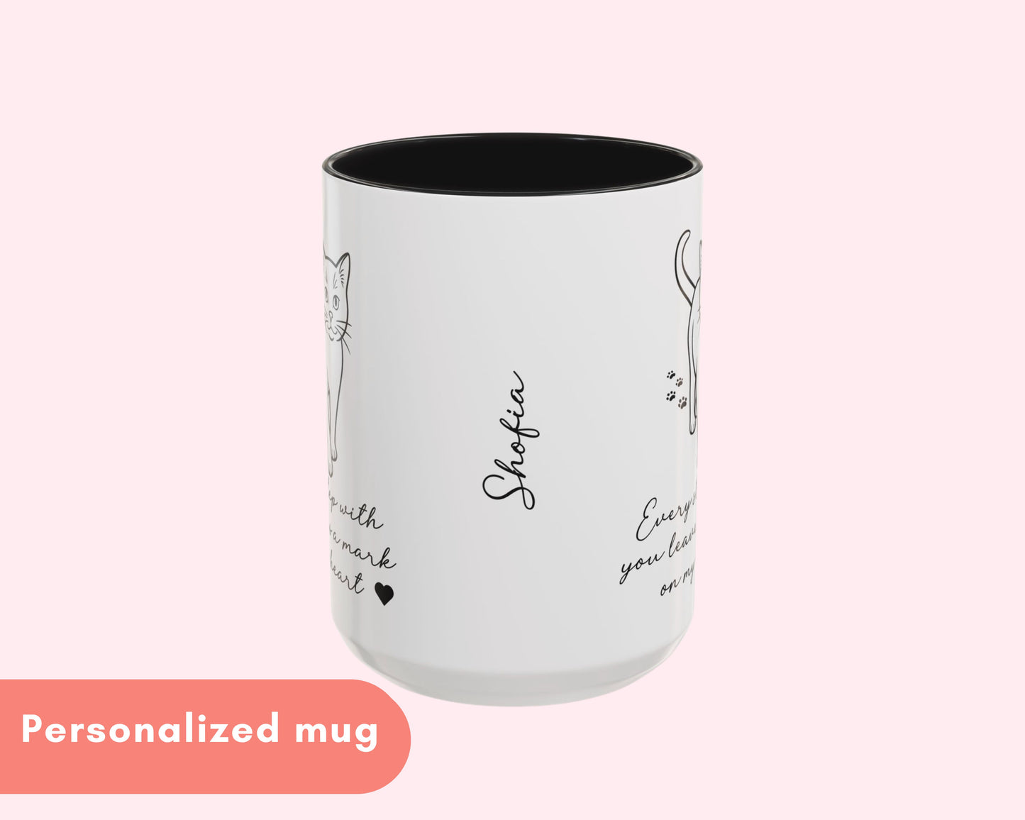 Cat Lover Mug – Every Step Leaves a Mark on My Heart | Color Handle