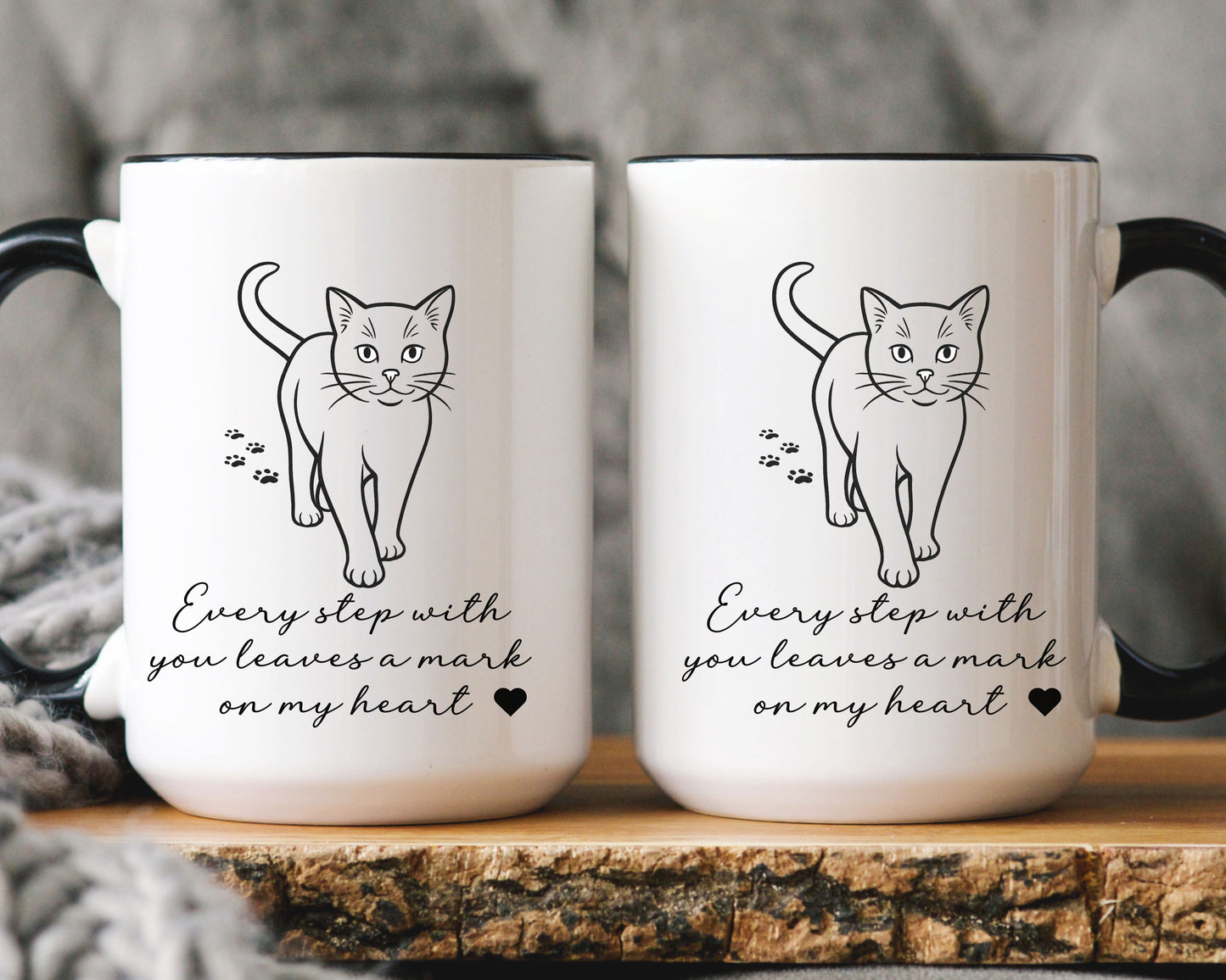 Cat Lover Mug – Every Step Leaves a Mark on My Heart | Color Handle